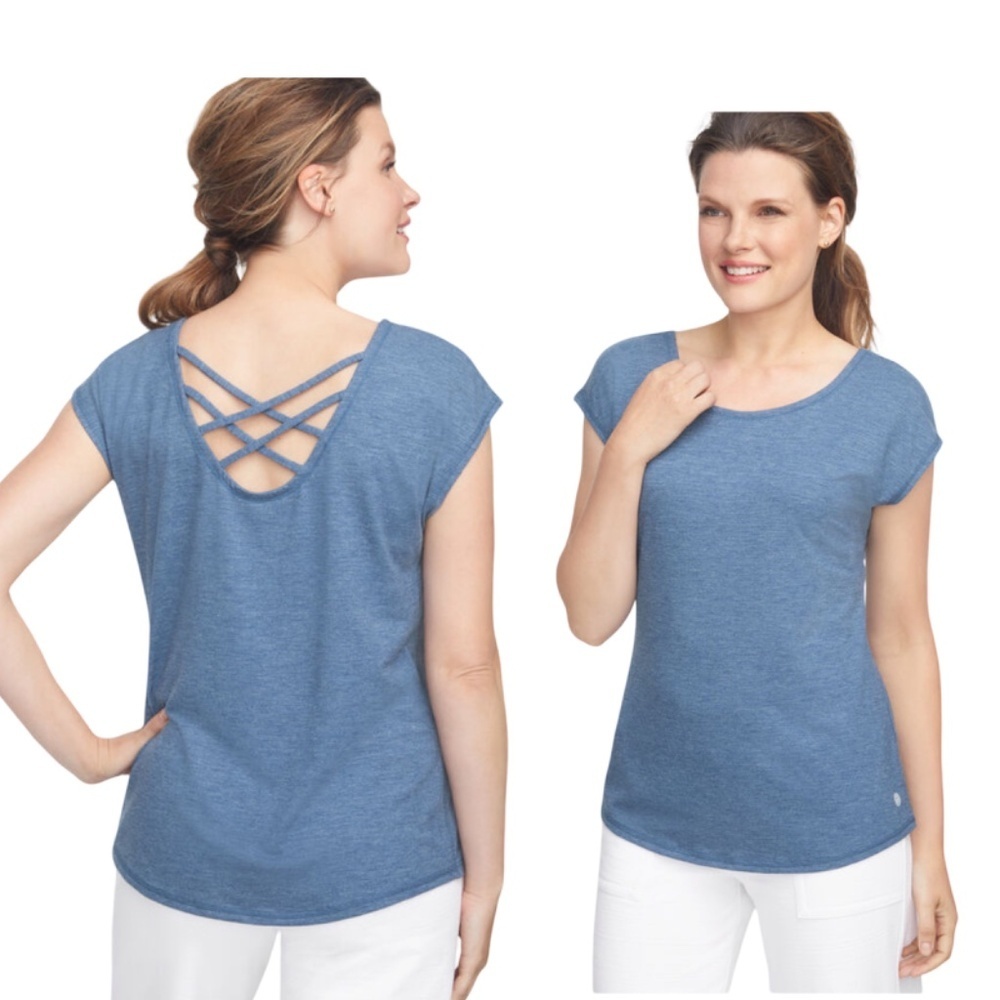 NWT Talbots Back Strap Tee- Small - Blue